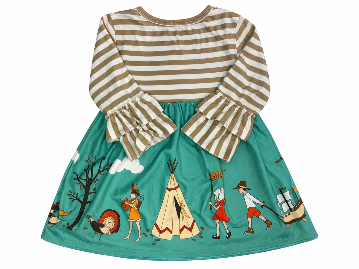 The Fancy Fox 12-18M long-sleeve Thanksgiving dress