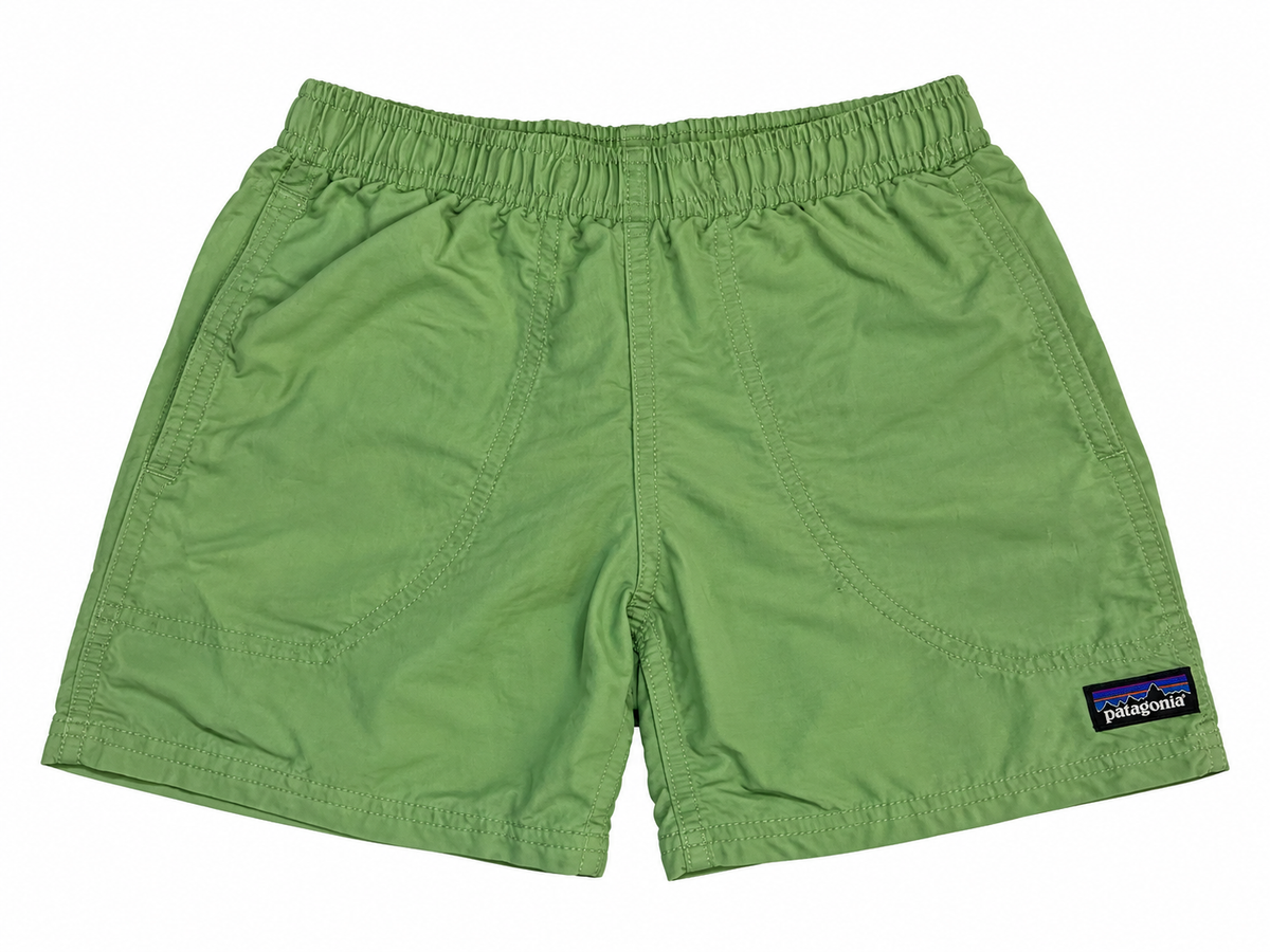 Green Patagonia XS shorts on white background