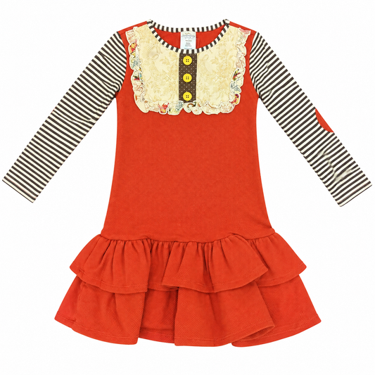 Persnickety orange fall ruffle dress size 6